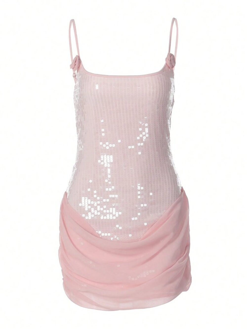 Pink Sexy Women's Sequin Spaghetti Strap Party Clubwear Holiday Vacation Dress - Picture 8 of 9